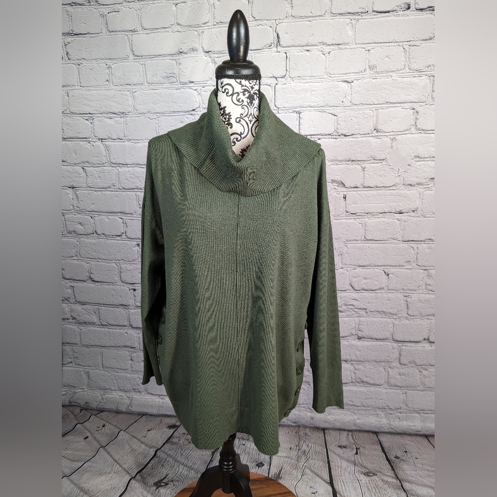 Cynthia Rowley women's long sleeve cowl neck side button sweater size 2x BBIN